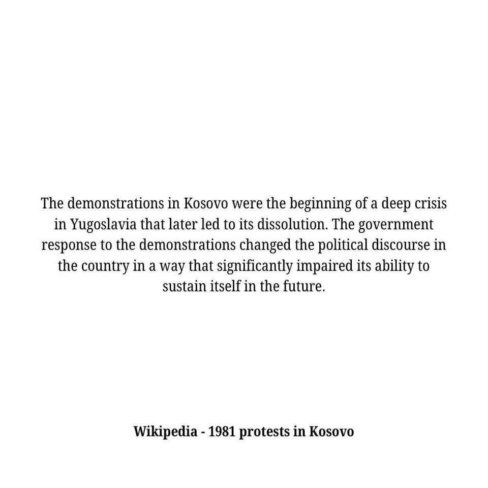 TIL: The 1981 demonstrations in Kosovo are known as the beginning of the crisis that led to the destruction of Yugoslavia