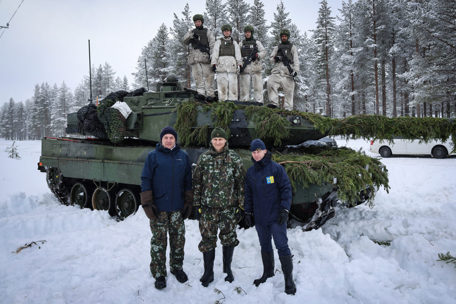 Ministers of Defence of Finland, Sweden and Norway at the Cold Response 26 exercise.