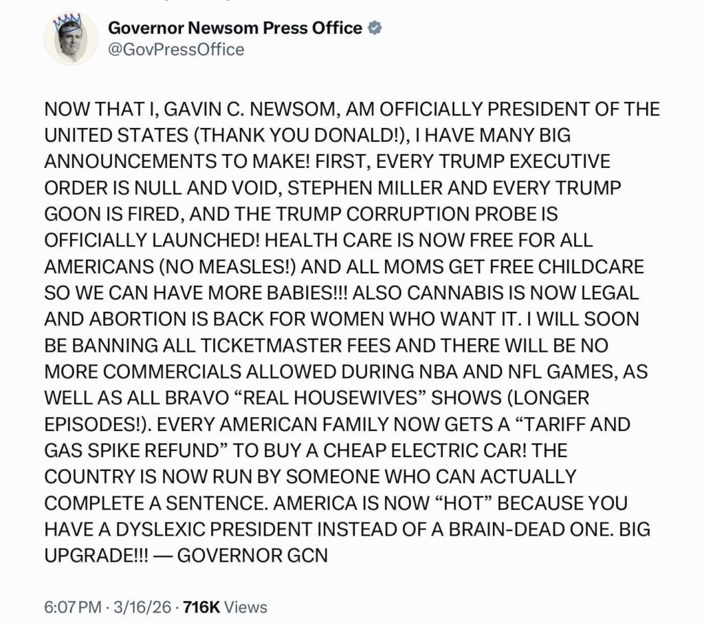 PRESIDENT GAVIN C. NEWSOM ANNOUNCEMENT!