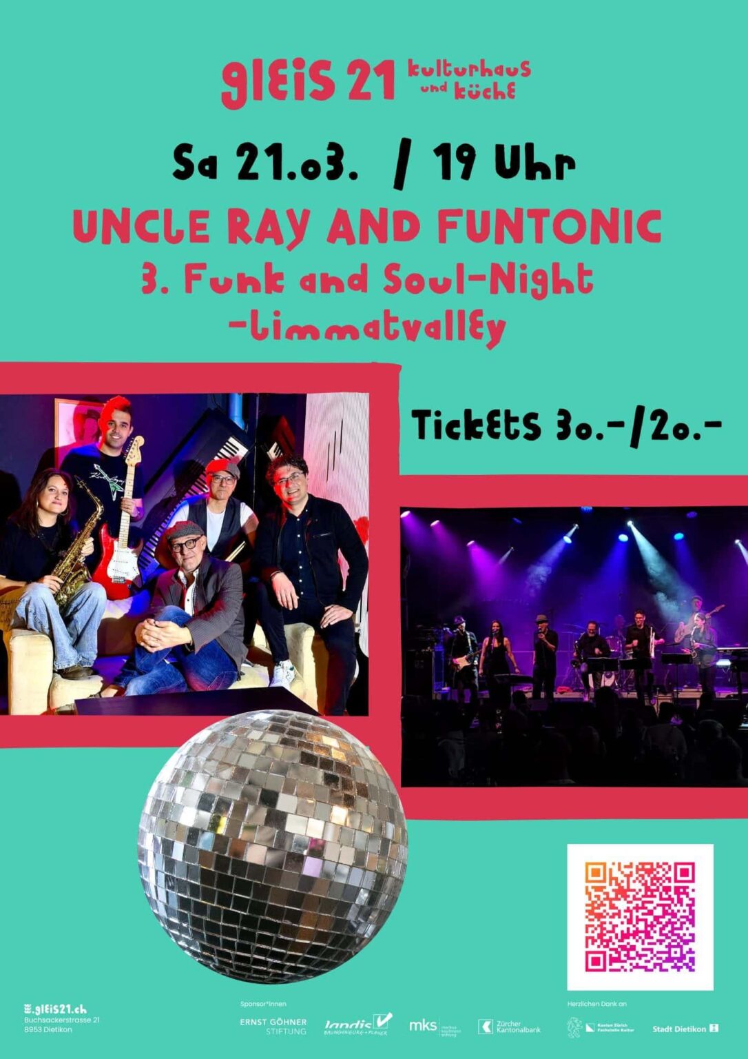 Anyone who lives around Dietikon /Zürich and surroundings and is a fan of funk and soul music? there’s a cool event happening on March 21st in Dietikon