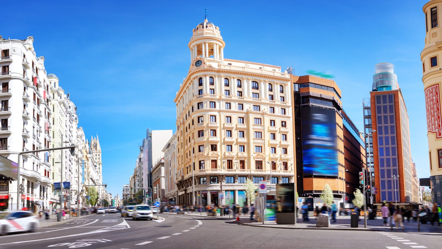 Filming Location for Money Heist-Crossroads on the Plaza del Callao in Madrid, Spain.