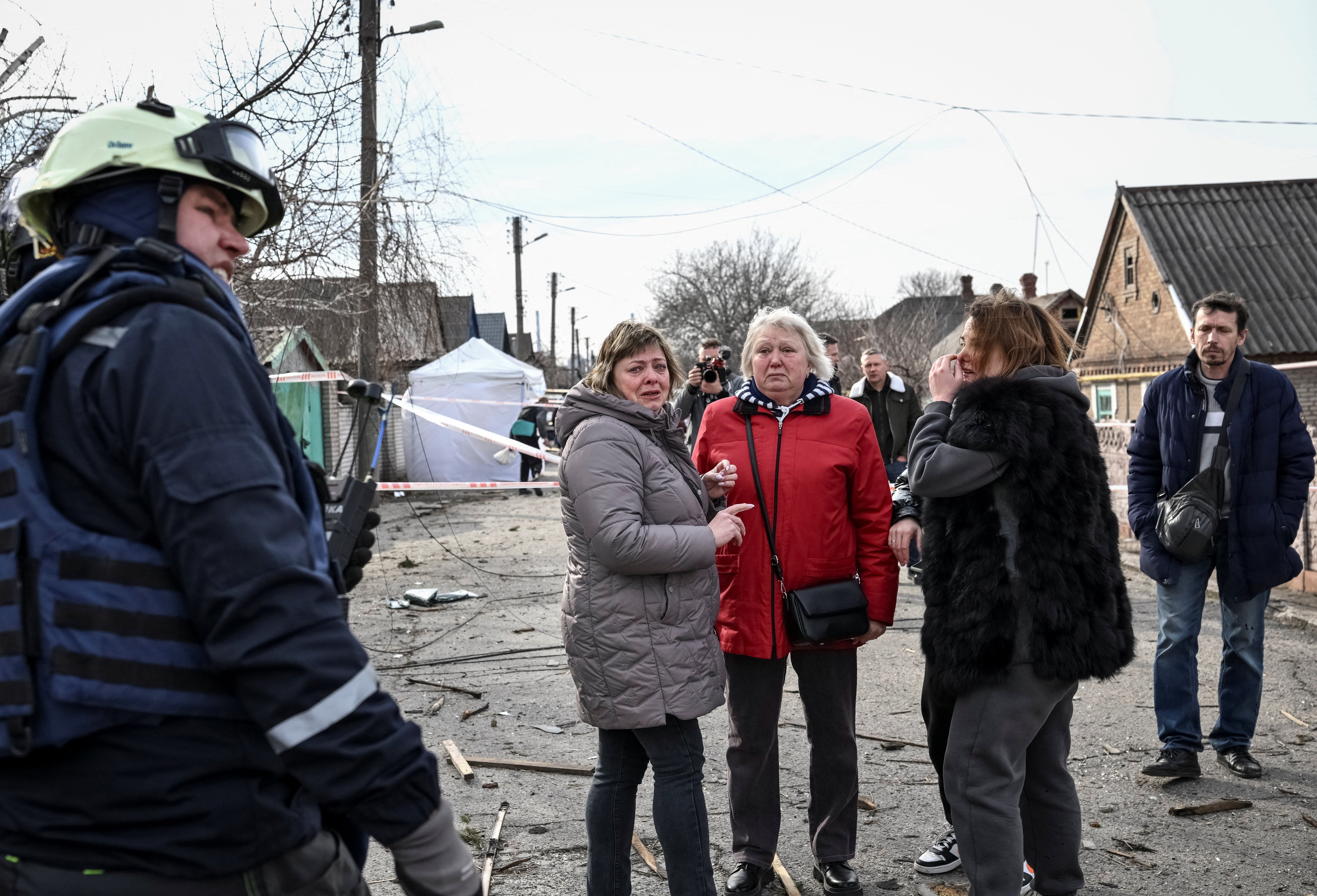 The aftermath of a Russian drone strike in Zaporizhzhia