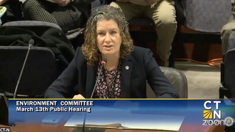 Woman speaks into microphone