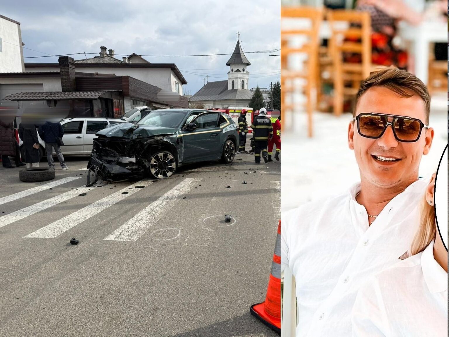 (VIDEO) The accident in Fălticeni was caused by a local businessman who lost control of a BMW and wrecked it. The deputy commander from the Fălticeni Fire Department was seriously injured