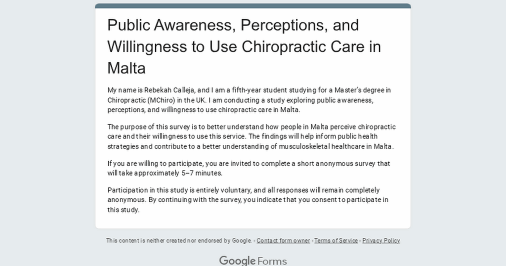 Short 5-minute survey about healthcare awareness in Malta