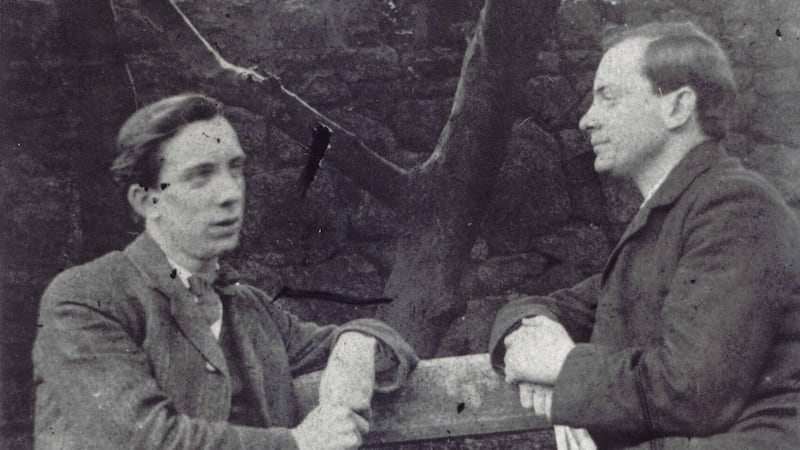 Patrick Pearse (right) with his brother, Willie, in the gardens at St Enda’s. Photograph: Pearse Museum/OPW