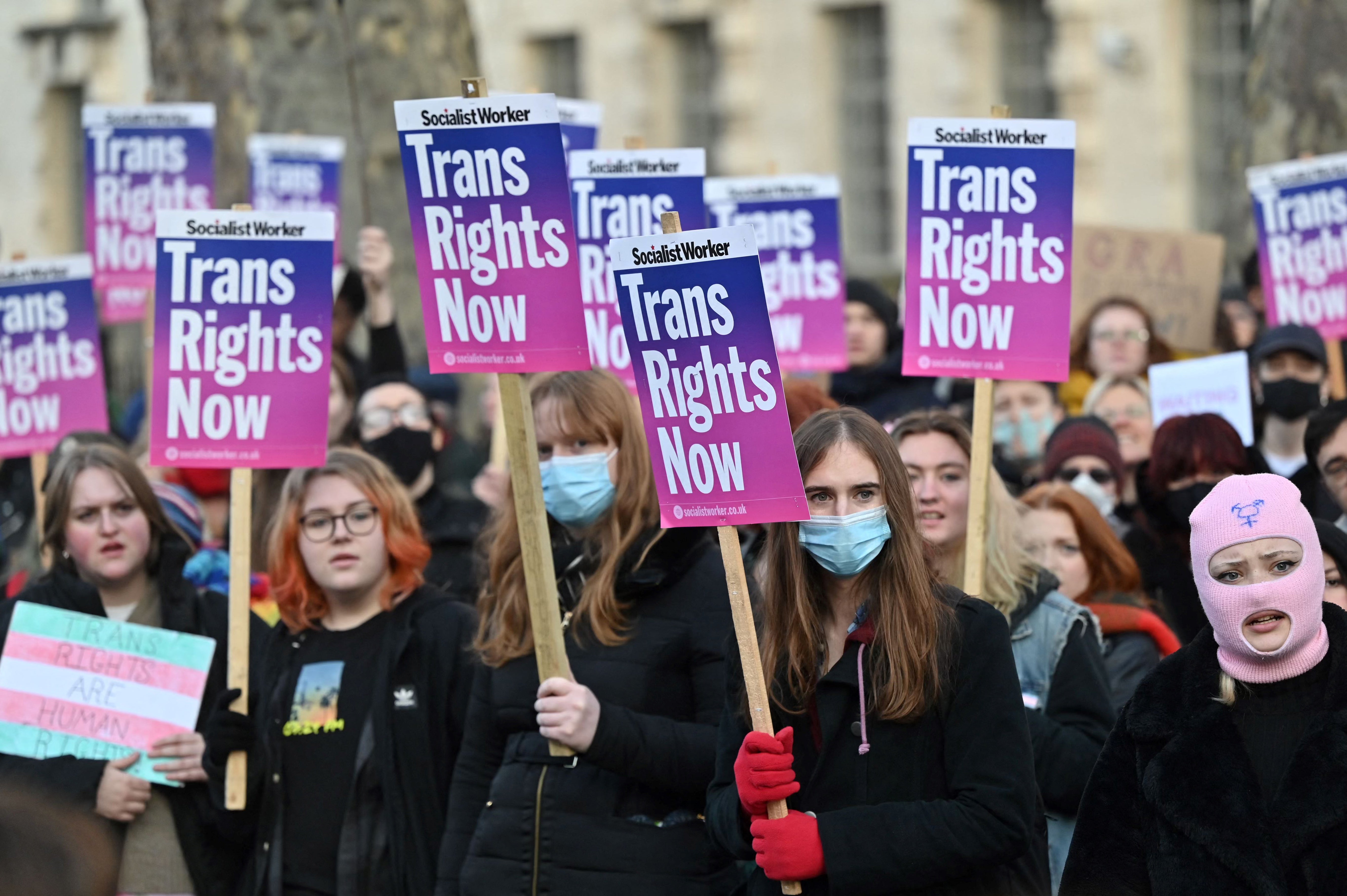 Demonstrators calling for trans rights in London
