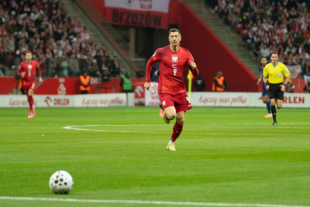 Robert Lewandowski of Poland is seen during the FIFA World Cup 2026 qualifying round between Poland and the Netherlands at PGE Narodowy in Warsaw, Poland, on November 14, 2025 (Photo by Marek Antoni Iwanczuk/NurPhoto via Getty Images).