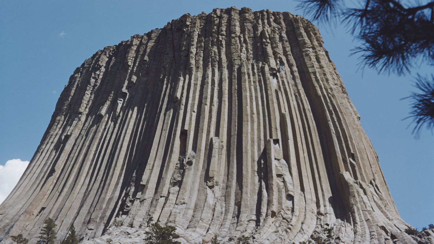 Devils Tower, a laccolith in the Black Hills of Wyoming, USA, circa 1965. It featured in the climax of the 1977 film Close Encounters of the Third Kind