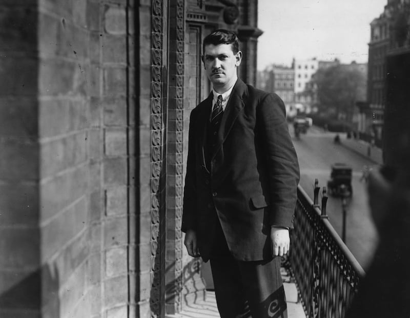 Michael Collins in London for the treaty negotiations between representatives of Sinn Féin and the British government which resulted in the Anglo-Irish Treaty of December 1921. Photograph: Topical Press Agency/Getty Images