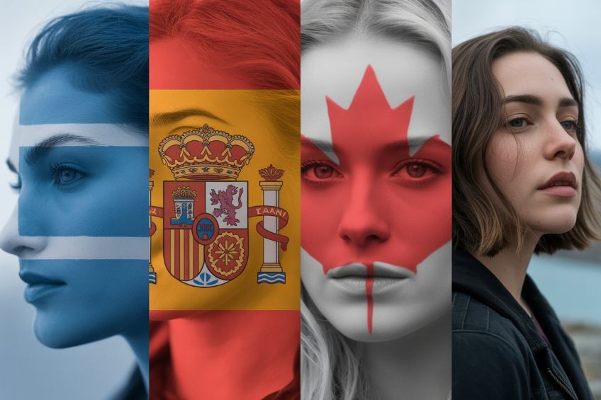 Iceland, spain, canada, and new zealand, women