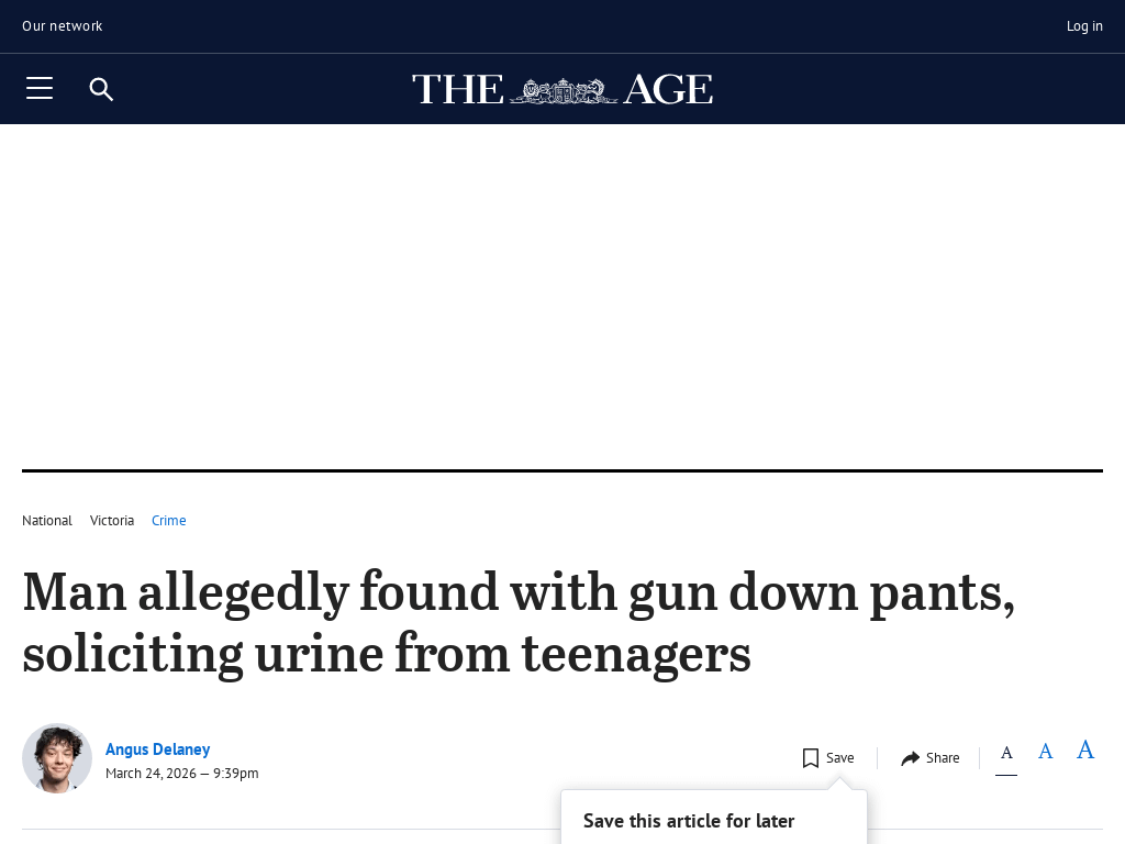 Man allegedly found with gun down pants, soliciting urine from teenagers