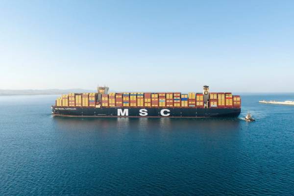 shipping vessel owned by MSC, one of the biggest logistics companies in the world.