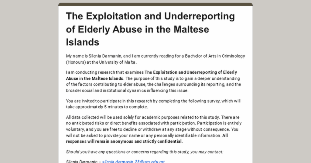 Dissertation Survey on Elderly Abuse (+18 for demographic use)