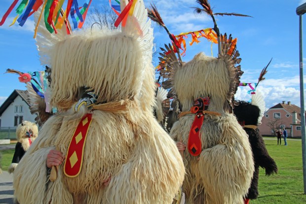 Kurents, shown here in Spuhlja, are the fuzzy beasts who bring good luck and bountiful harvests in the Ptuj region of Slovenia. (Photo by Norma Meyer)