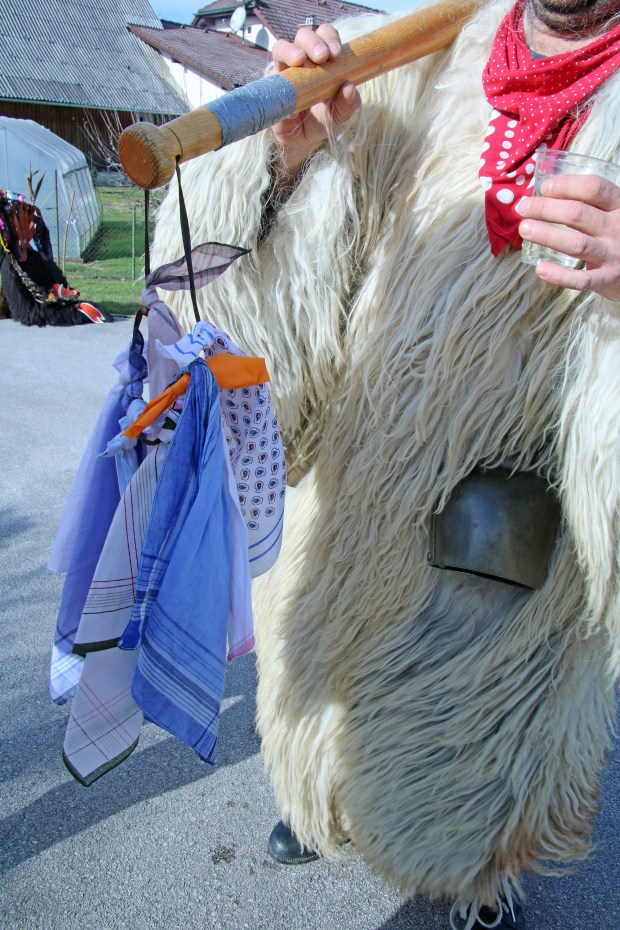 All Kurents still receive handkerchiefs from women, a practice that symbolized courtship and admiration when only bachelors could be Kurents. (Photo by Norma Meyer)