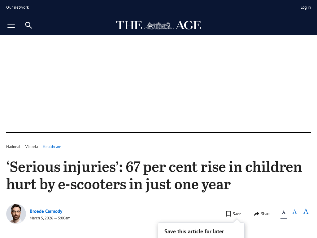 ‘Serious injuries’: 67 per cent rise in children hurt by e-scooters in just one year