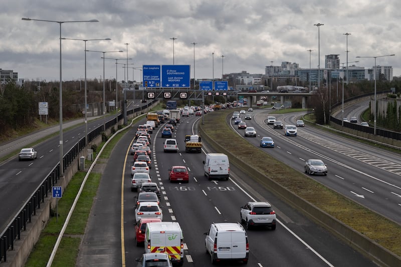 Heavy northbound traffic on the M50 during rush hour on Thursday of this week. Photograph: Paulo Nunes dos Santos