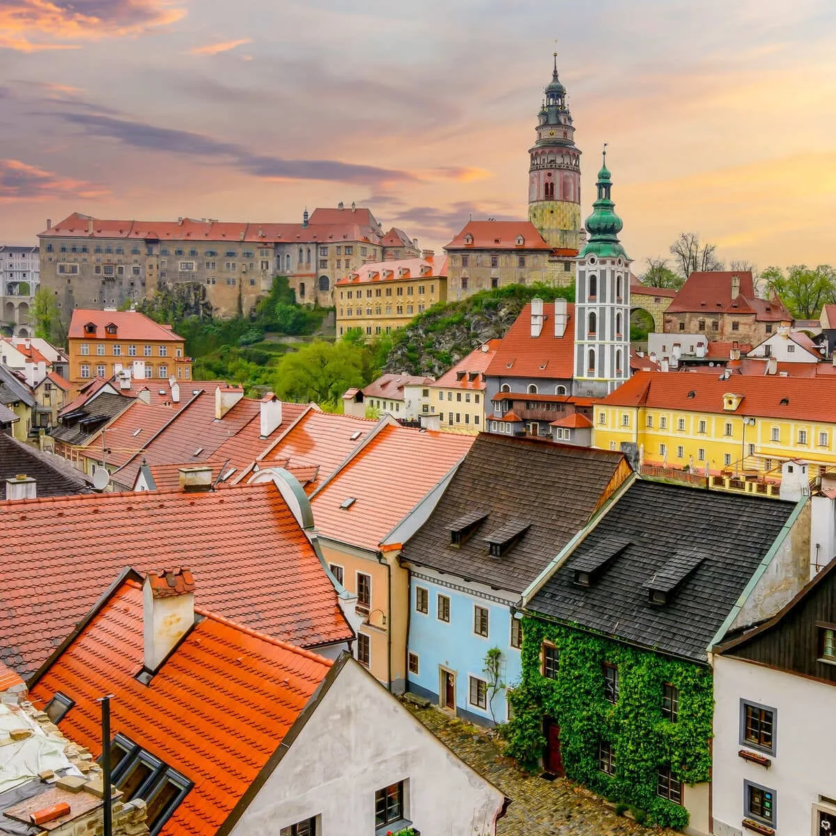 Panorama Of The Cesky Krumlov Townscape, Czechia