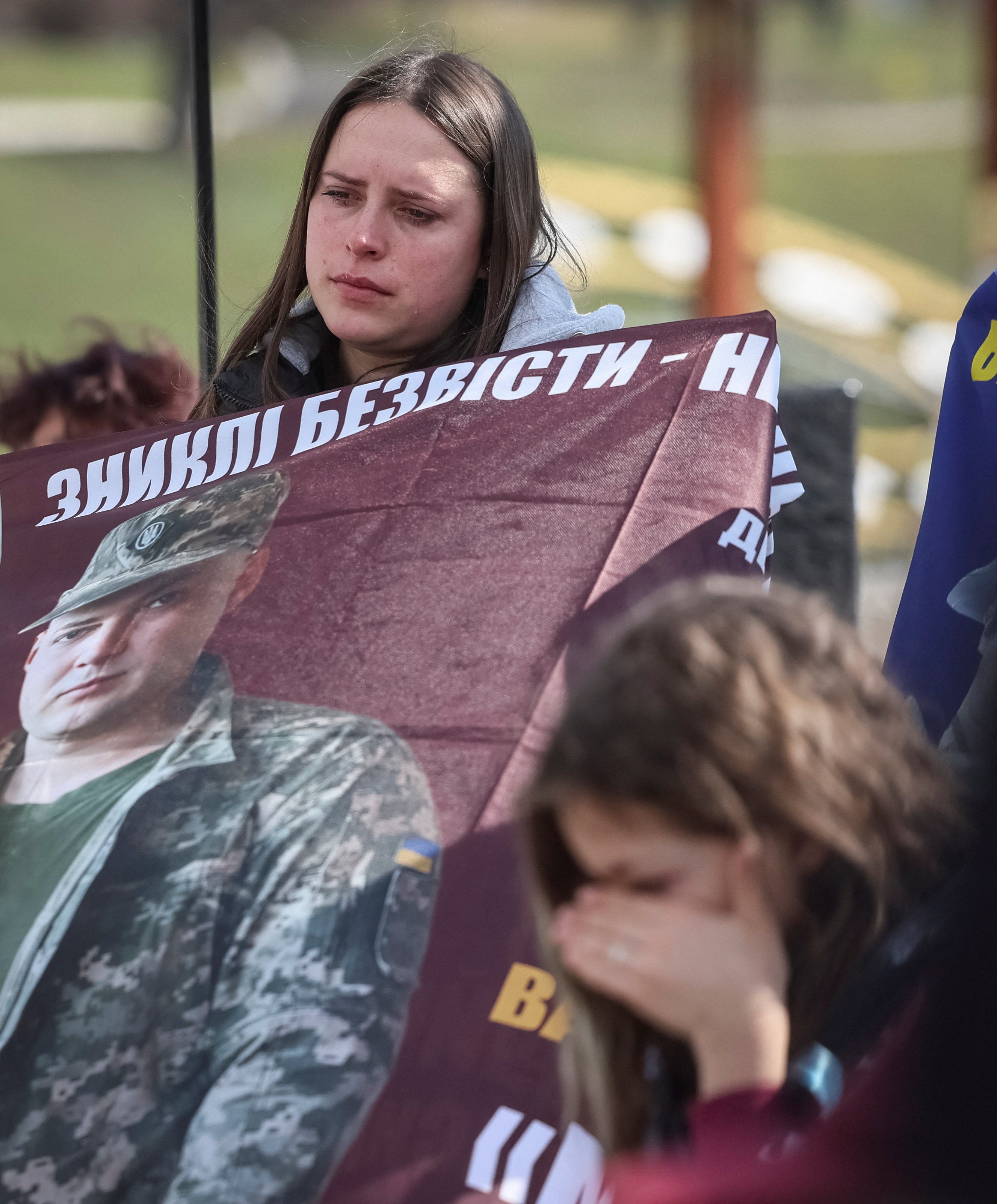 Relatives and friends of Ukrainian servicemen take part in a rally to draw attention to servicemen who are in captivity, missing in action, or who died but whose bodies have not been repatriated, amid Russia's attack on Ukraine, in Kyiv