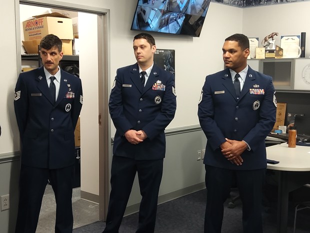 Members of the US Air Force inside the new Malta office. (Melissa Schuman - MediaNews Group)