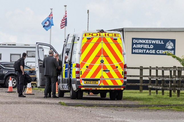 General view of police and forensics teams near Dunkeswell Airfield including Skydive Buzz, where two skydivers died after a tragic accident, involving a tandem jump on Friday June 13th. Photo released June 14 2025. In a statement issued to British Skydiving members, Chief executive Robert Gibson wrote: "Today, Friday 13 June 2025, British Skydiving has been notified of a tragic accident in which two jumpers lost their lives. Our deepest condolences go to their families, friends and the entire skydiving community. "A British Skydiving Board of Inquiry will investigate the accident. Once complete, a report - setting out the Board's conclusions and any recommendations - will be submitted to the coroner, the police, the CAA, the British Skydiving Safety & Training Committee (STC) and any other relevant authorities.