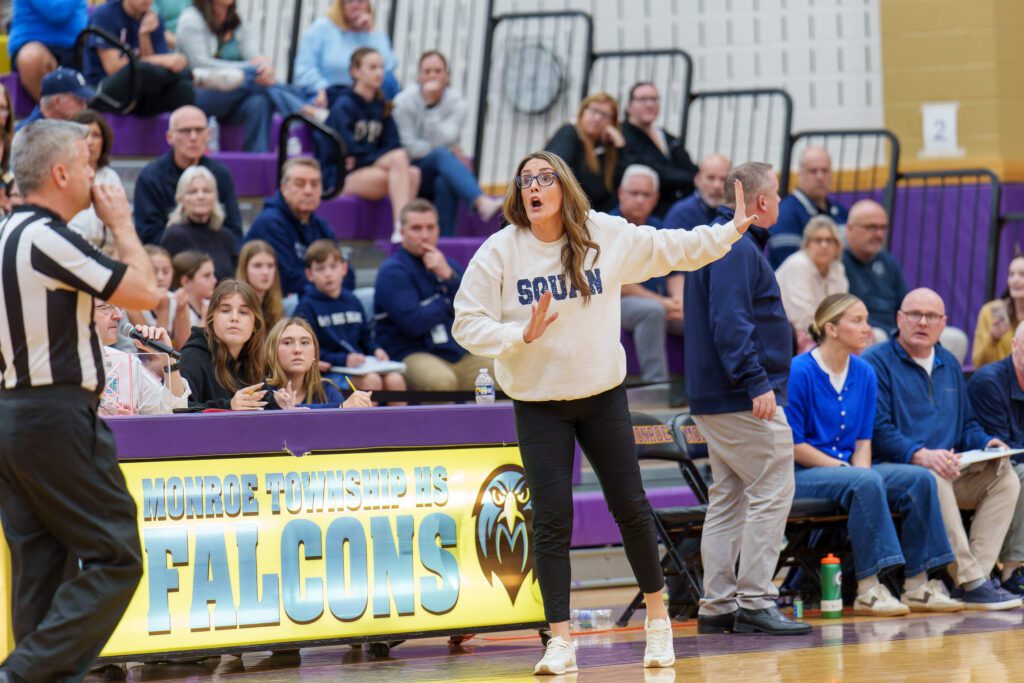 Lisa Kukoda coaching Manasquan in the Group 2 semifinal at Monroe High School.  3/10/26  Photo by Patrick Olivero - Lisa Kukoda