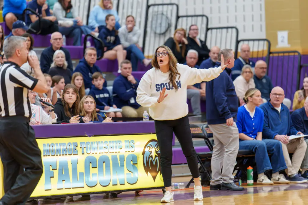 Lisa Kukoda - Shore Sports Insider Lisa Kukoda coaching Manasquan in the Group 2 semifinal at Monroe High School. 3/10/26 Photo by Patrick Olivero - Lisa Kukoda