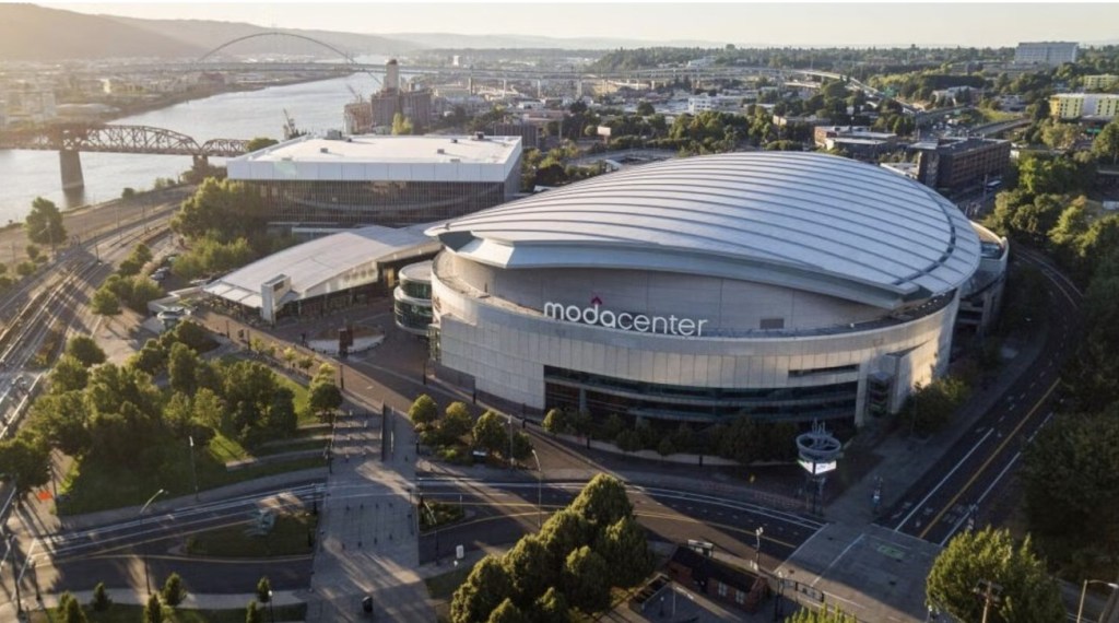 The Moda Center, home to the Portland Trail Blazers, large concerts, and other events, is up for an estimated $600 million in upgrades, throwing a financial curve to plans for new or renovated performing arts halls. City of Portland photo.