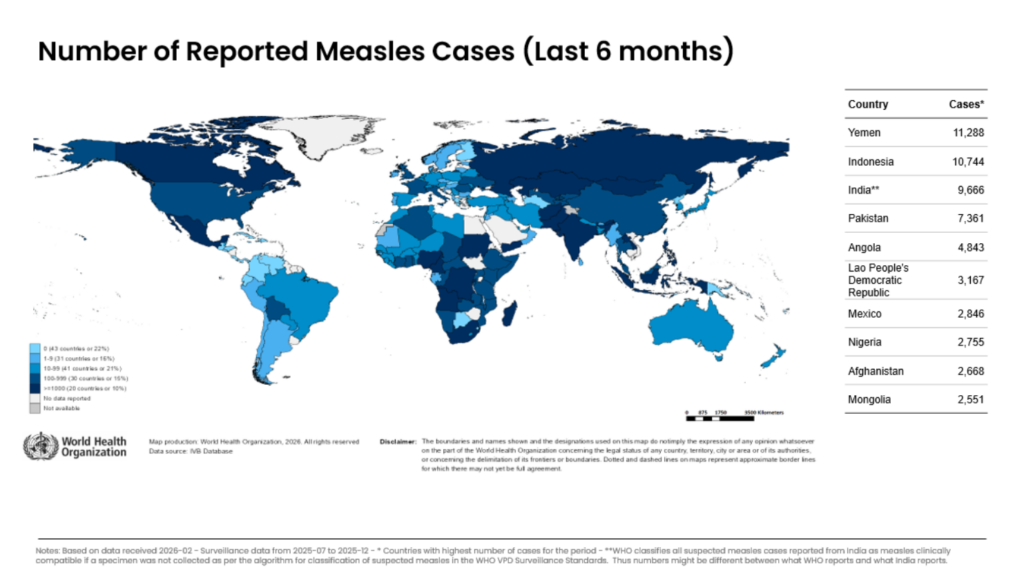 map world measles elimination status