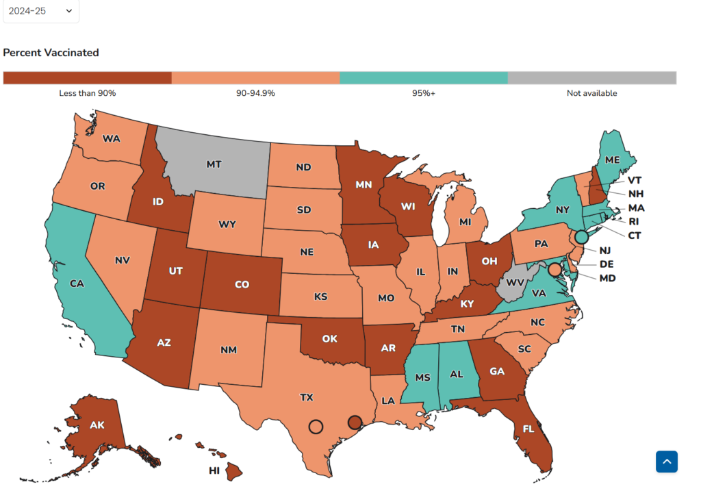 measles elimination vaccines map US