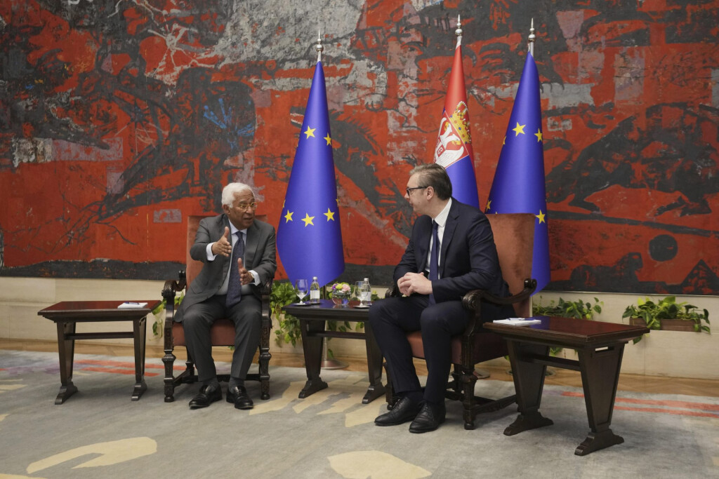 Serbiens Präsident Aleksandar Vučić zu Besuch bei EU-Ratspräsident António Costa.