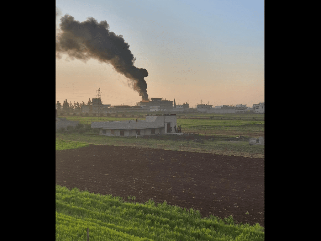 Drone Debris Causes Explosion and Fire in Southern Syria