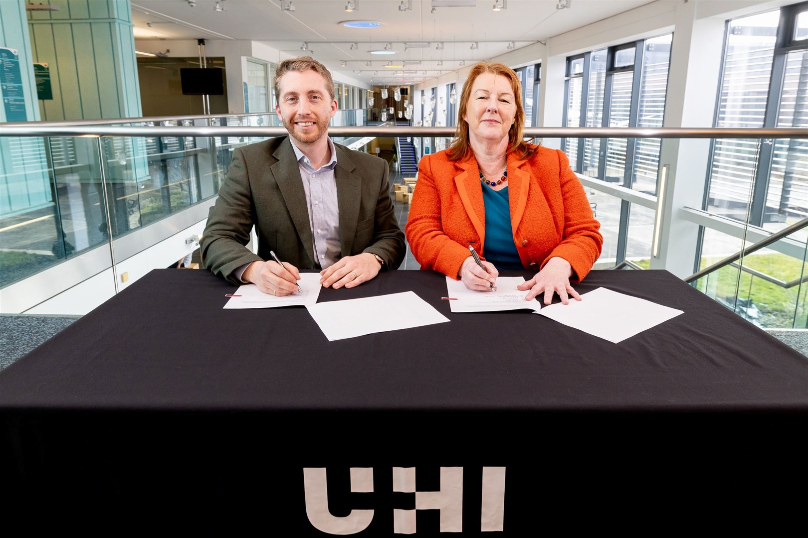 UHI Principal Vicki Nairn and Durham College's Robin Young. Photo: Paul Campbell.