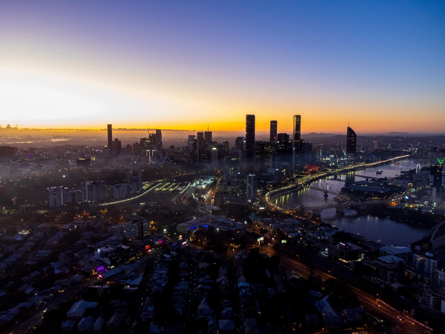 Brisbane in dusk.
