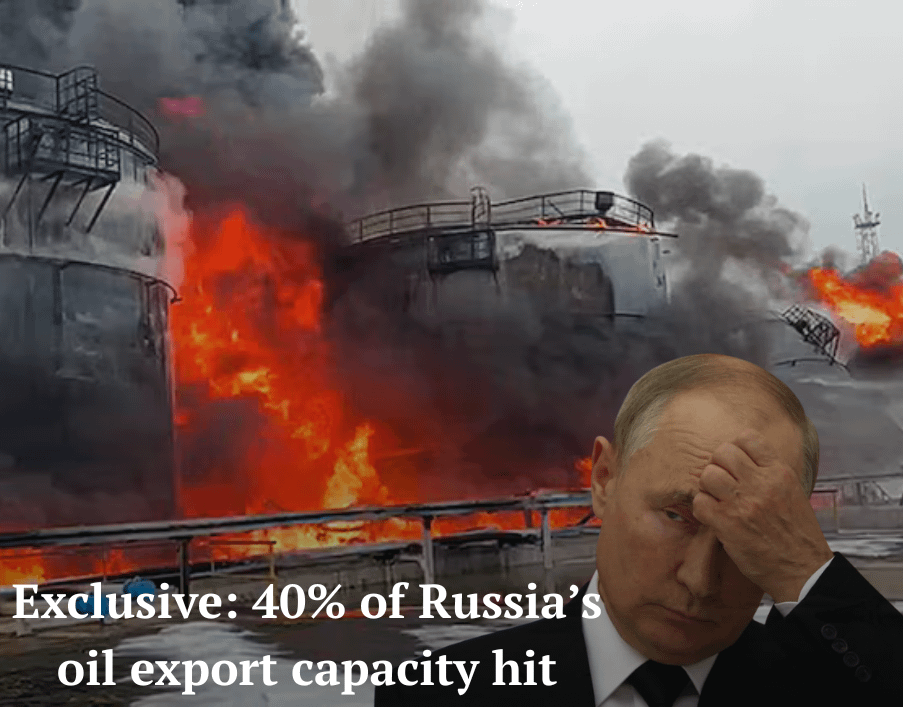 40% of Russia’s oil exports halted. Ukrainian drone attacks, a pipeline assault, and tanker seizures have led to the largest disruption of Russia's oil supply in history, Reuters reports. As Russia grapples with losing 2 million barrels per day (bpd), it’s forced to rely on less reliable sources.