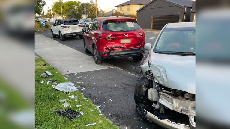 Aries Chen's damaged cars pictured in, Bayswater, Auckland.