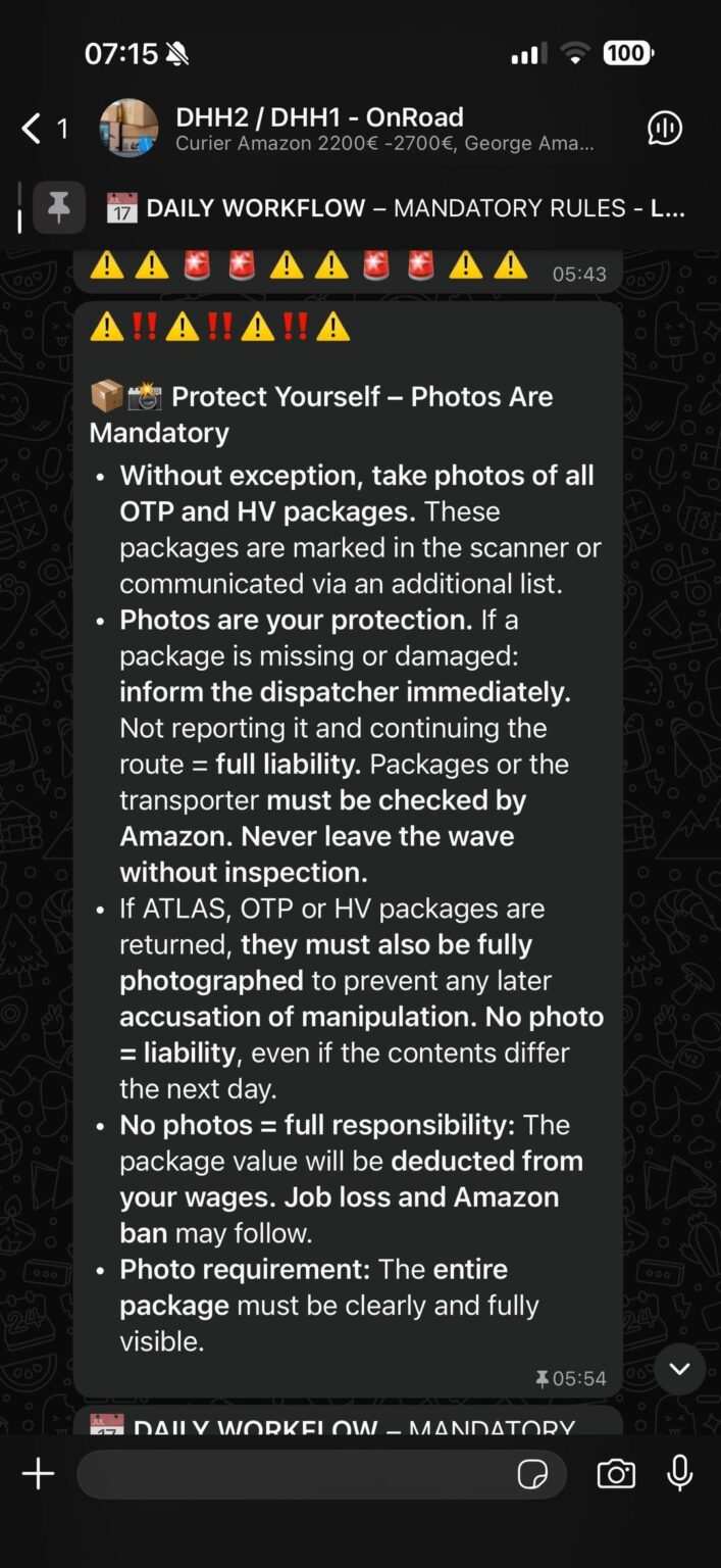 Amazon Driver rules made by employer