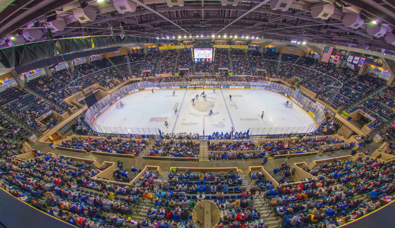 Fans packed the Berglund Center for the championship series. Photo by Stephen Blue / Sideline Media. Courtesy of Rail Yard Dawgs.