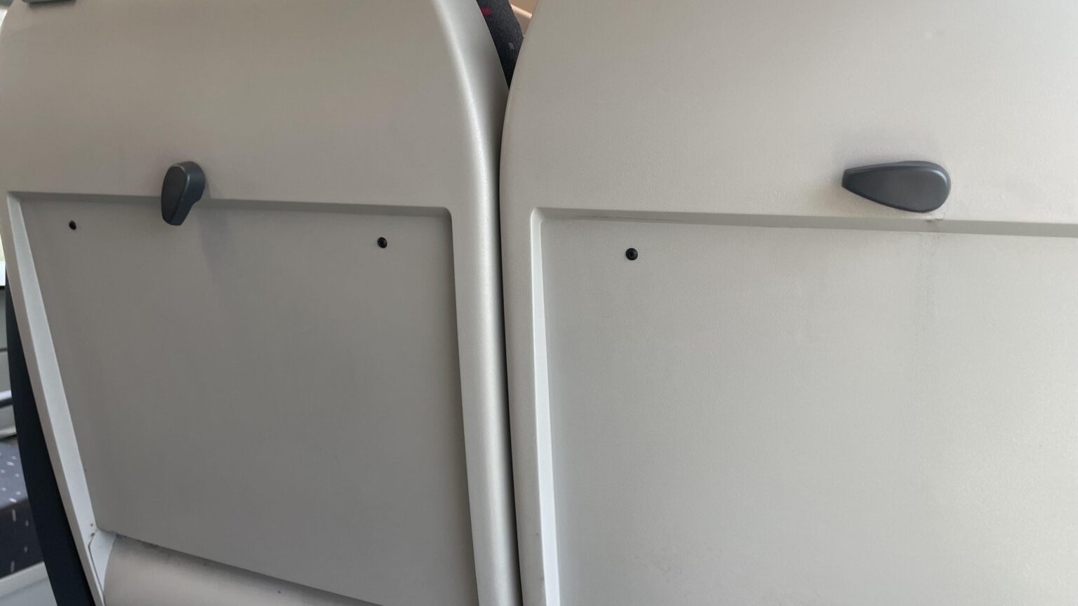What’s up with the missing fold down tables on these trains? What’s up with the missing fold down tables on these trains?
