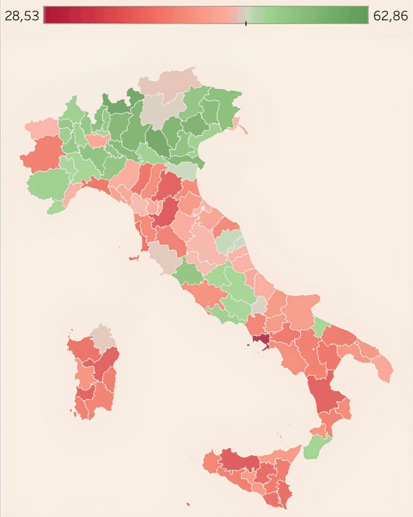Map of final results of the referendum on justice by province