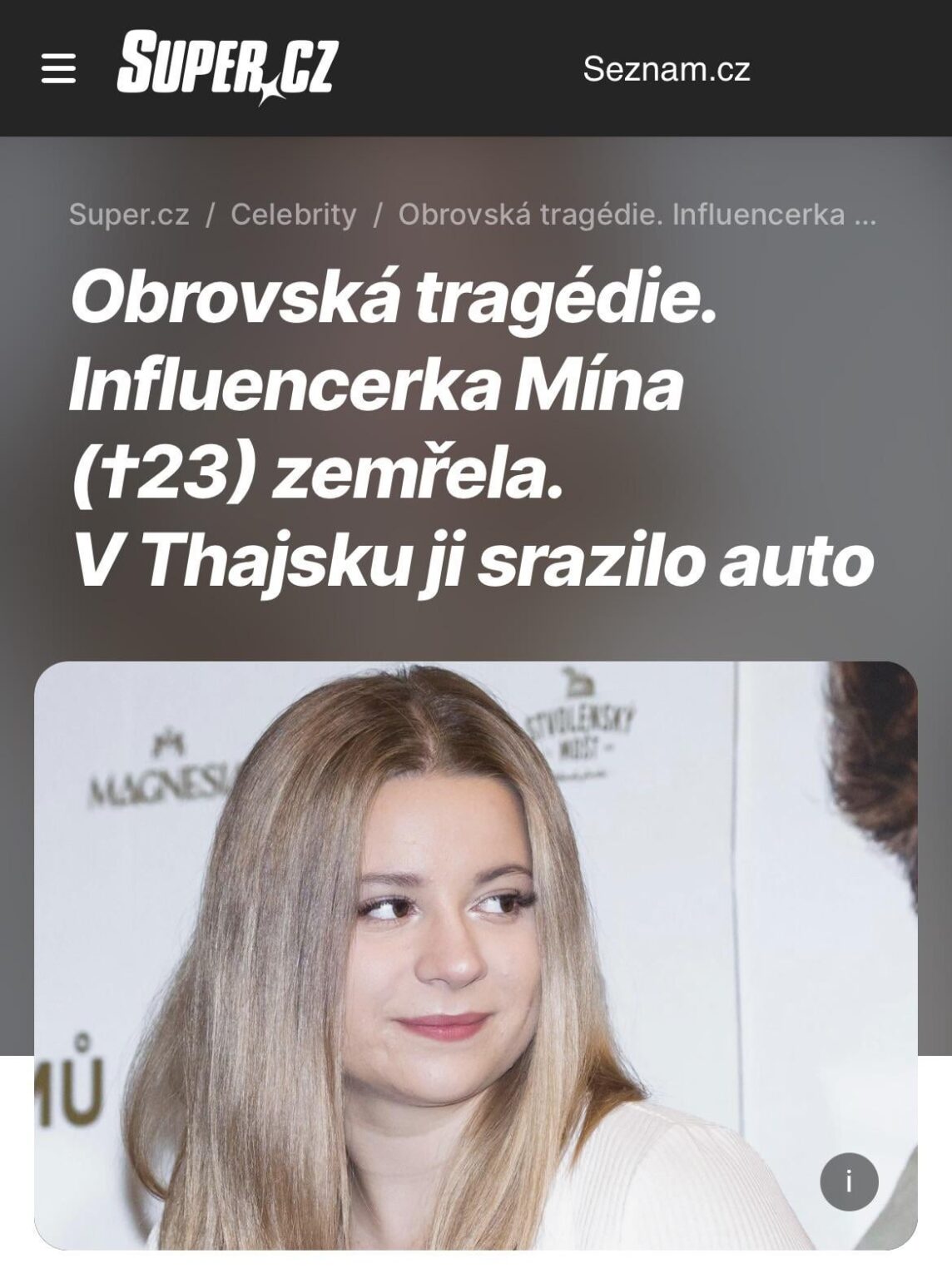 The influencer "Mína" has died
