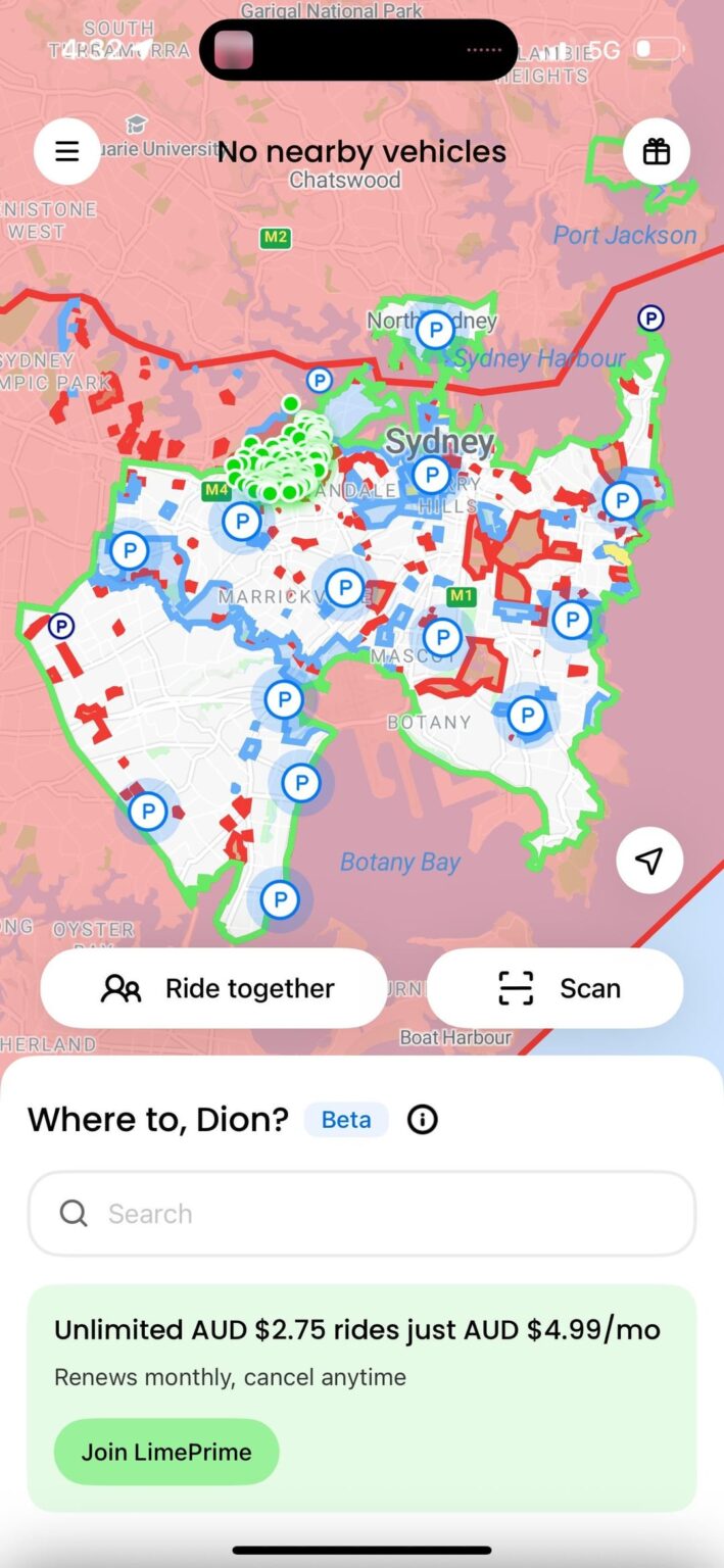 Lime bike map radius.