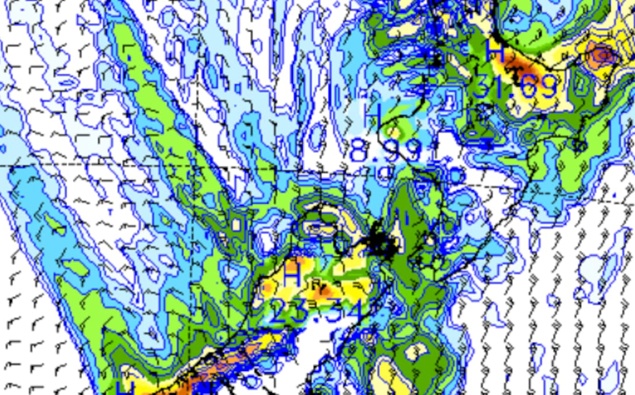 Two weather systems to squeeze New Zealand; heavy rain for both ends of country