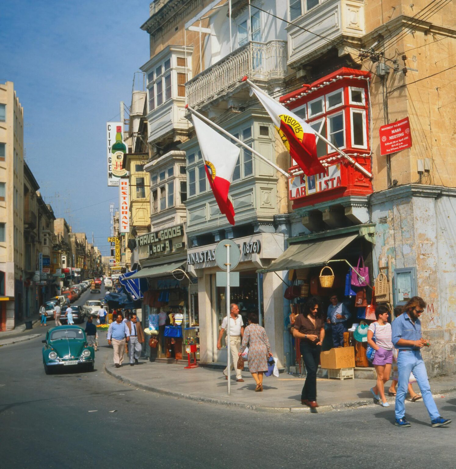 A street scene in the harbour district of Sliema, Malta. (1985)