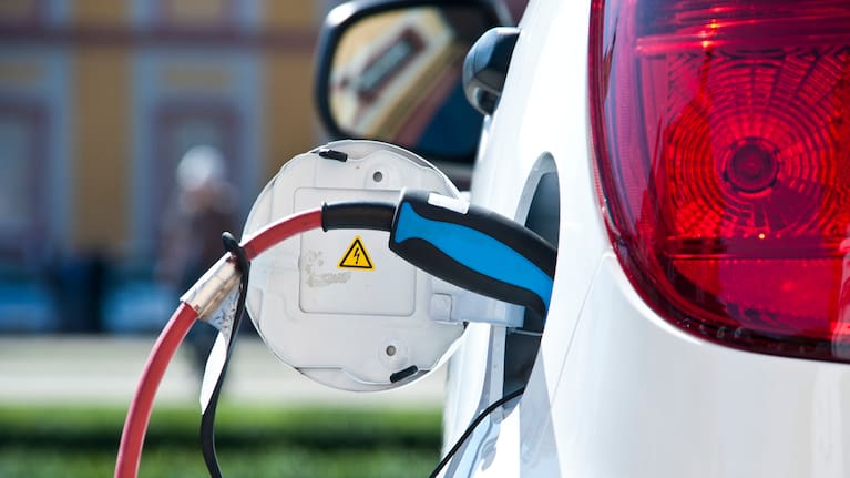 An electric vehicle being charged (file image).