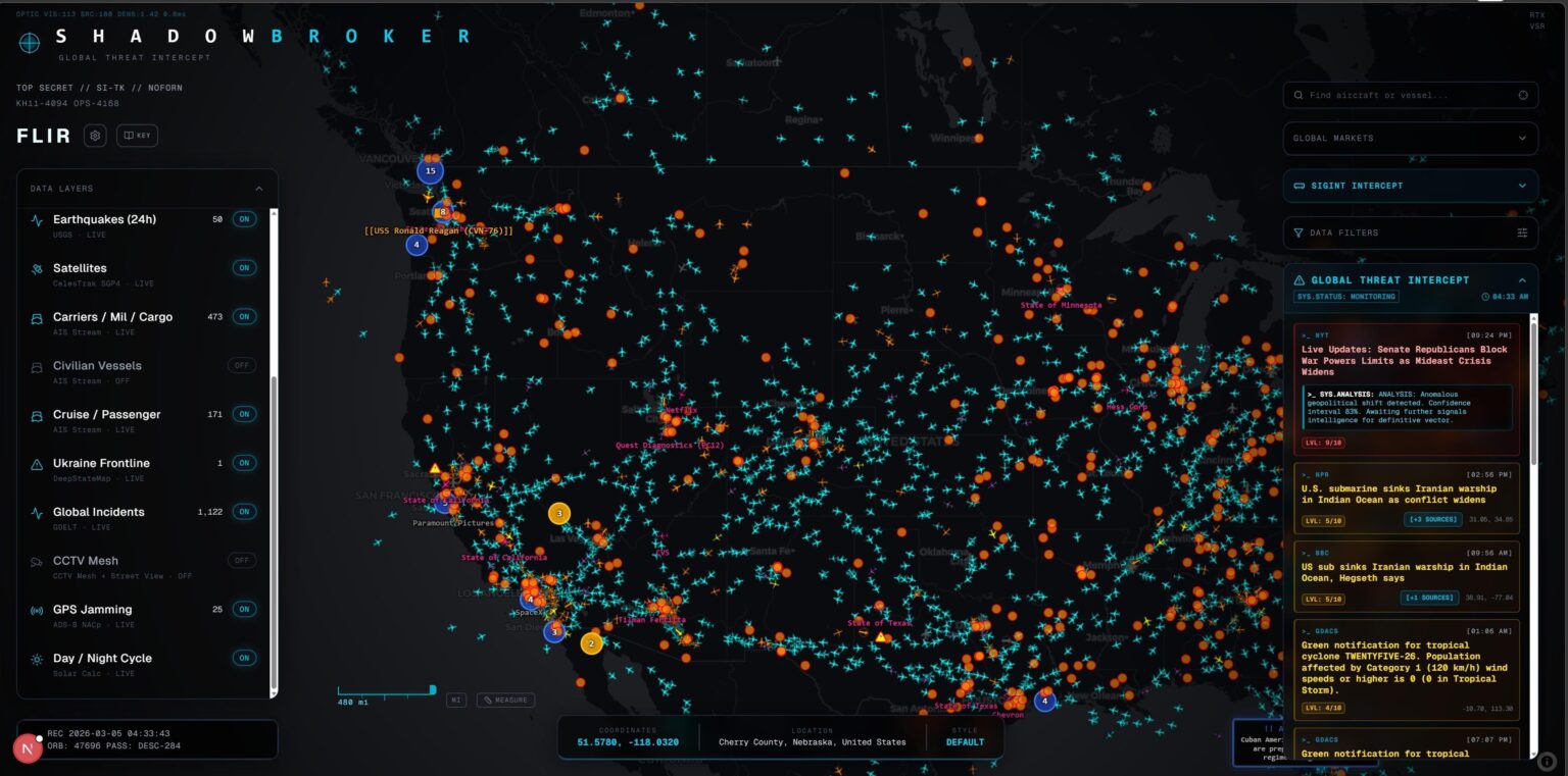 [OC] I made an open source "God-Eye" dashboard that tracks private planes and more (legal!)