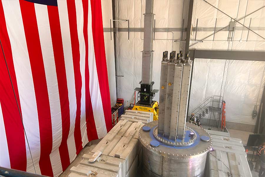 First nuclear reactor built on DOE land in 50 years unveiled at Idaho National Lab The American flag hanging behind the newly-built reactor inside the INL's Materials and Fuels Complex