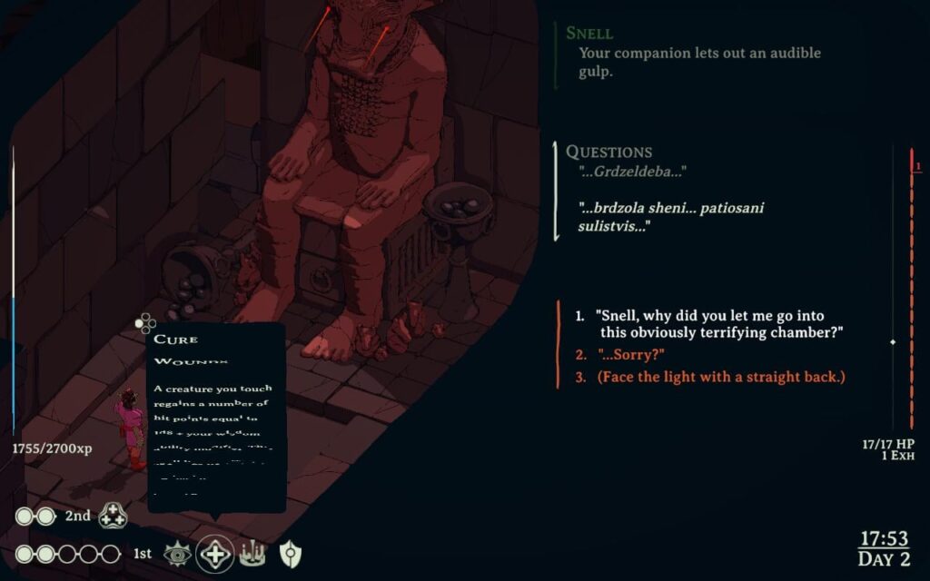 Esoteric Ebb is a new game in which an ancient statue will talk to you in grammatically correct Georgian