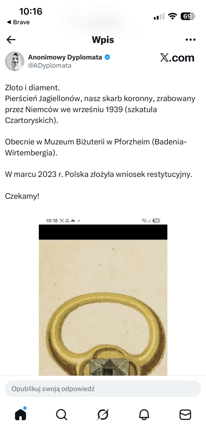 The ring of King Sigismund I the Old - illegally detained by german museum in Pforzheim